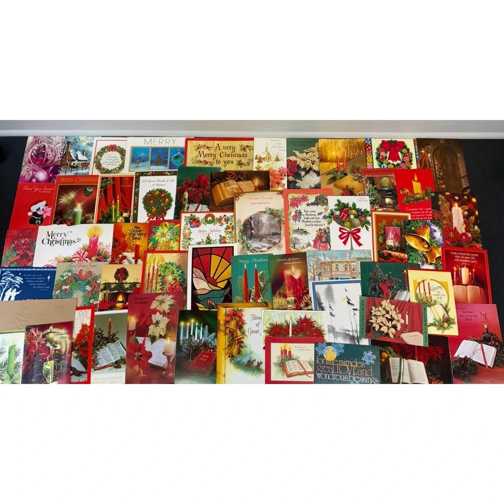 Vintage Christmas Cards Fronts ONLY Traditional Scrapbooking Decoupage Lot 50+